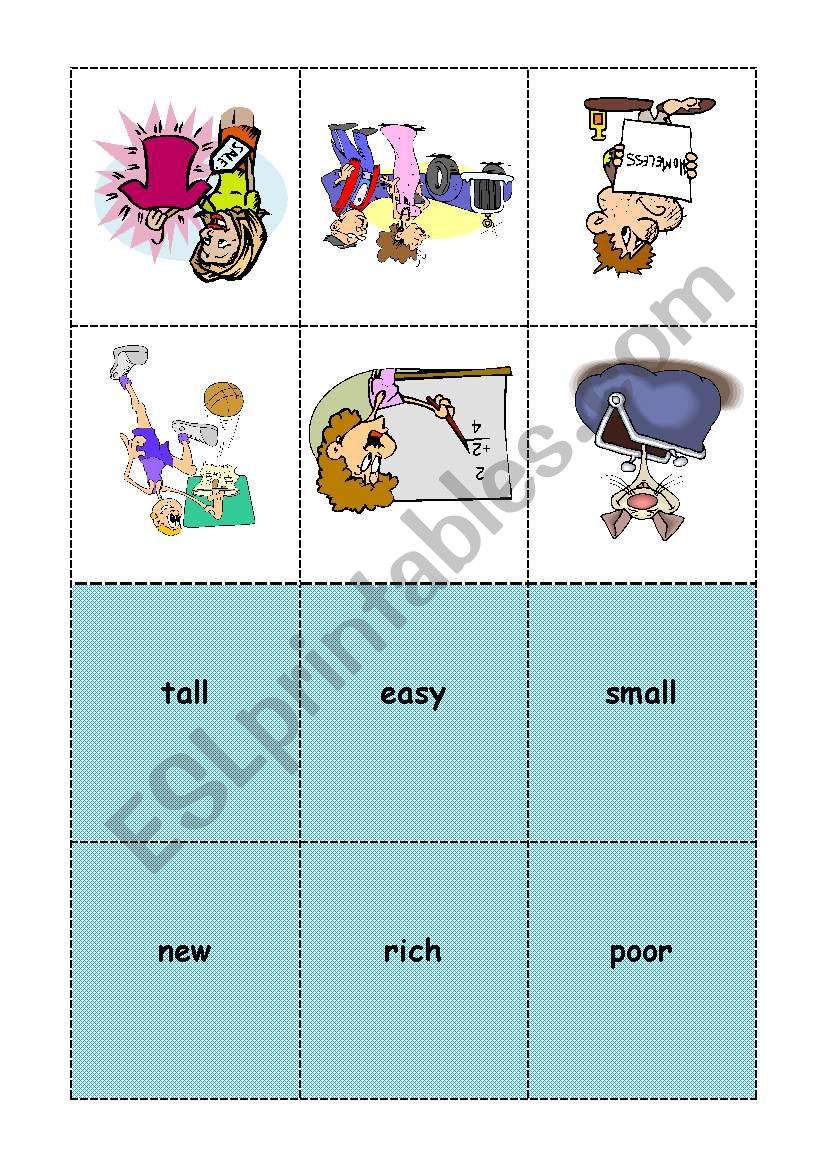 BINGO ADJECTIVES student cards 6/7