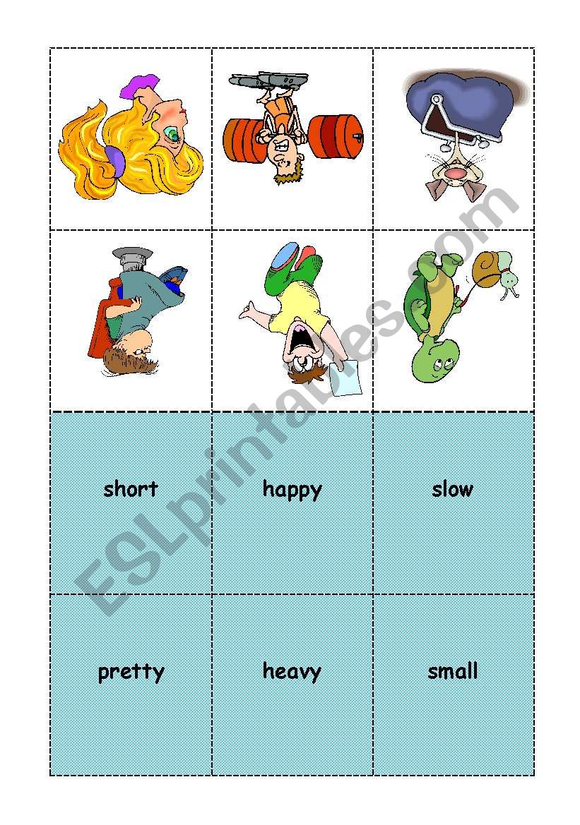 BINGO ADJECTIVES student cards 7/7