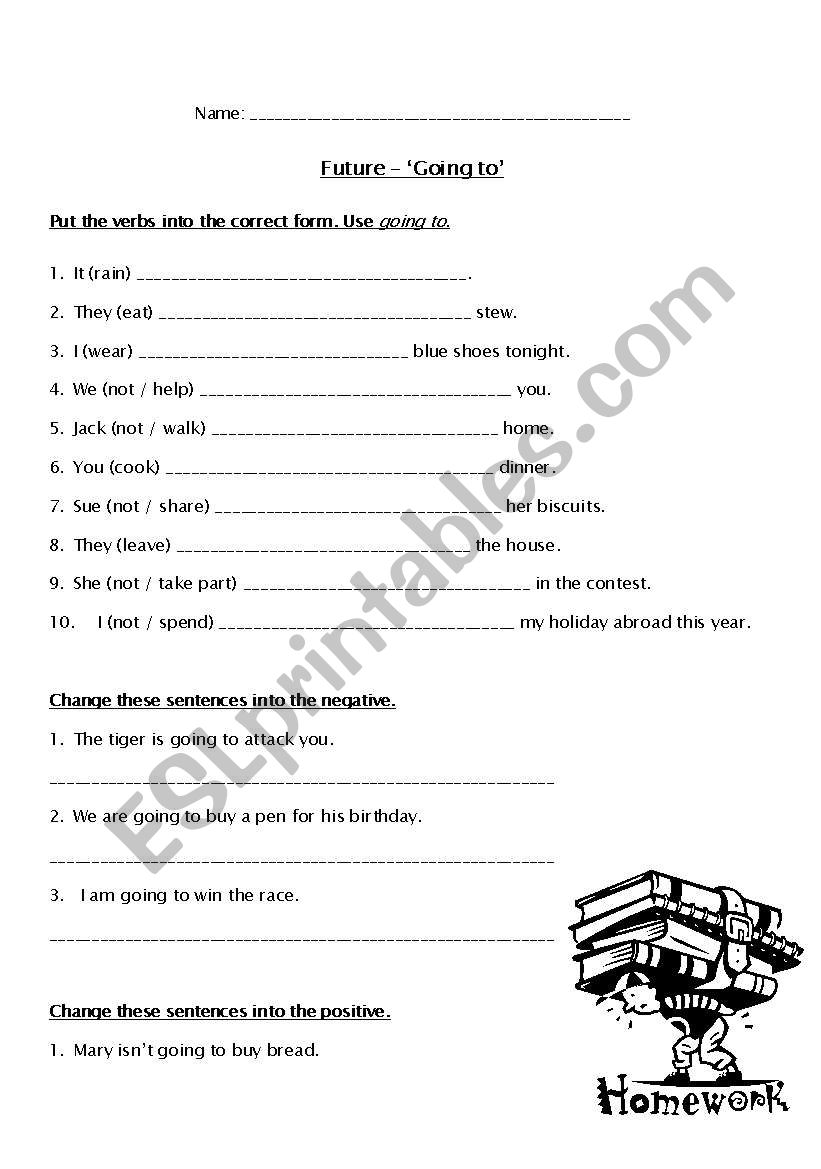 Future Going To worksheet
