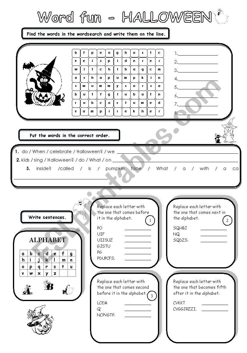 Word fun - HALLOWEEN  (key included)