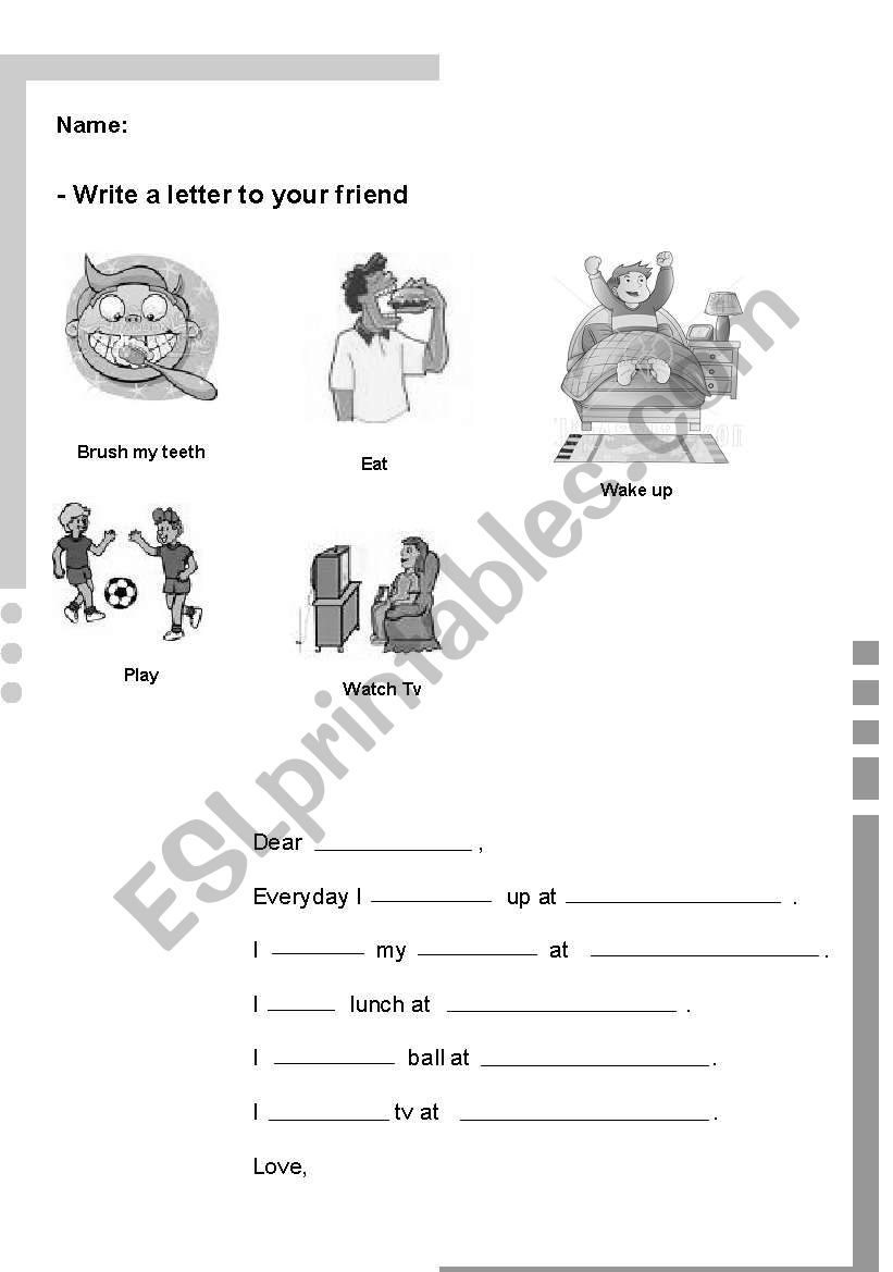 Letter to friend worksheet