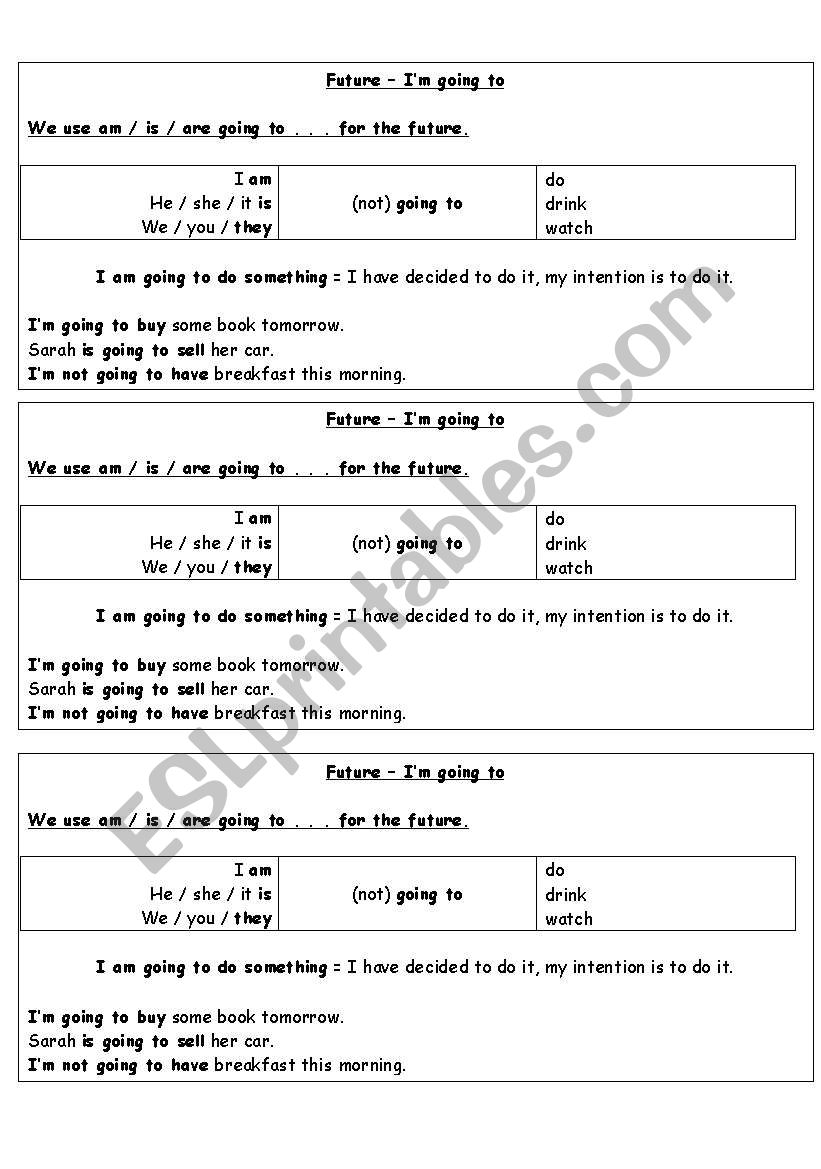 Future Going to Note worksheet