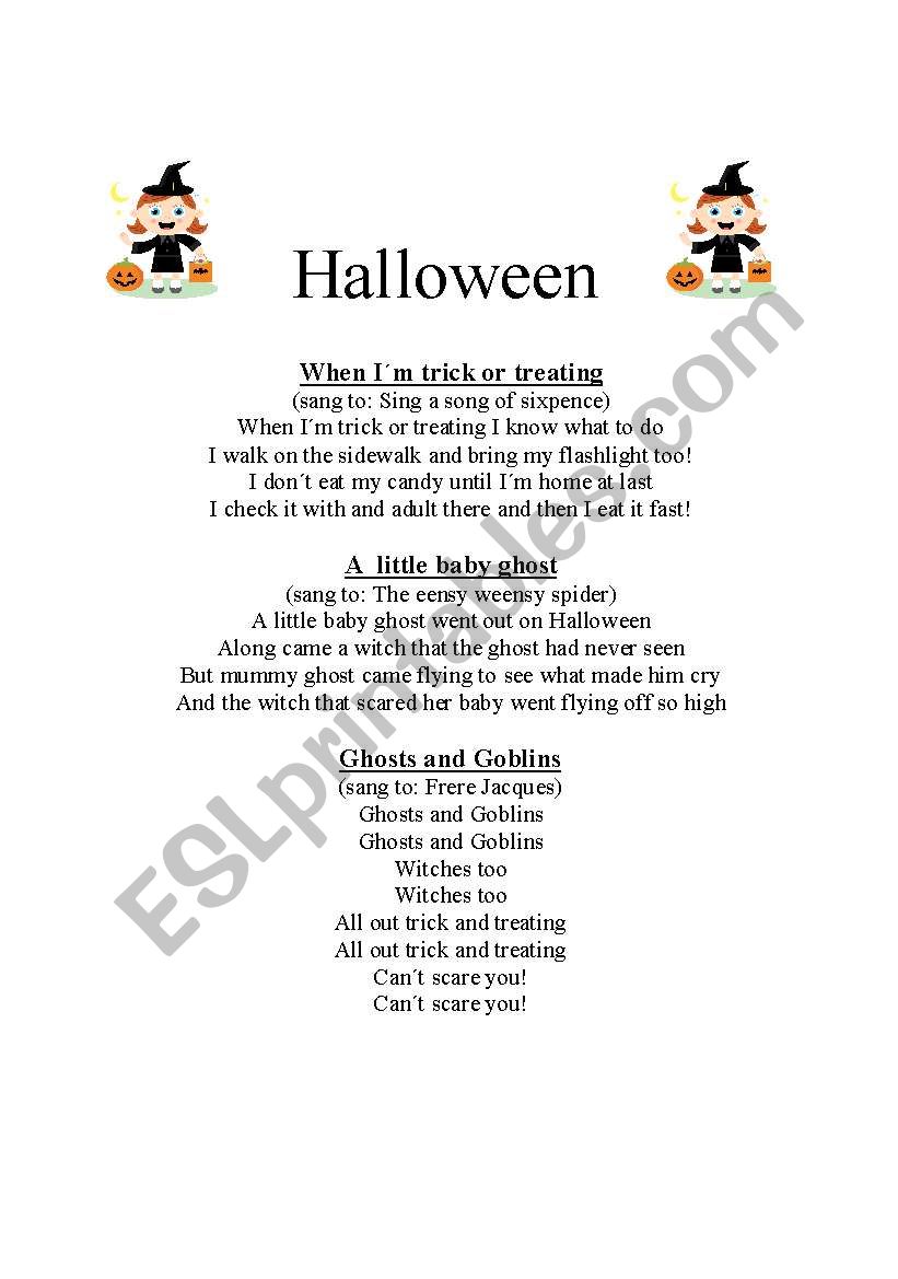 Halloween songs worksheet