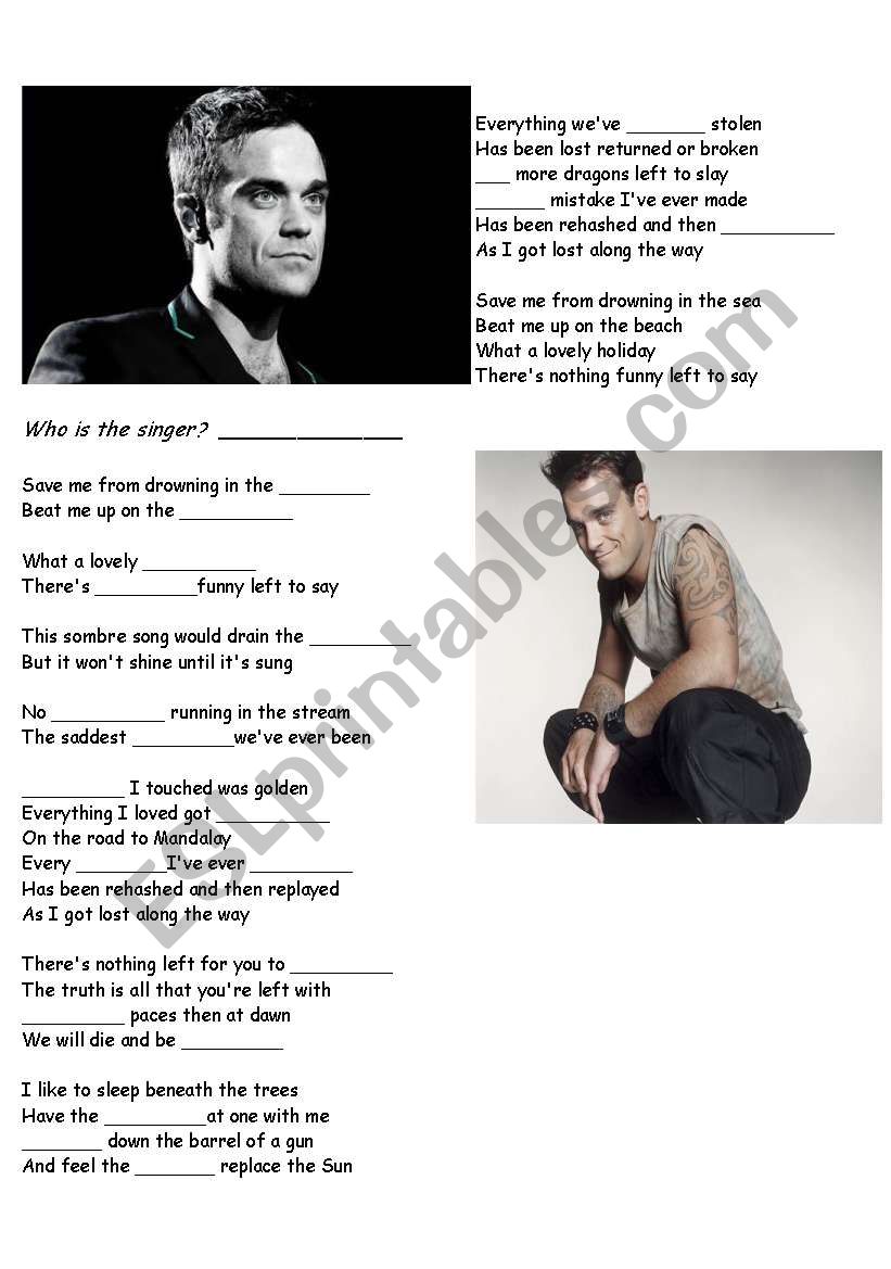 Who Is the Singer? worksheet