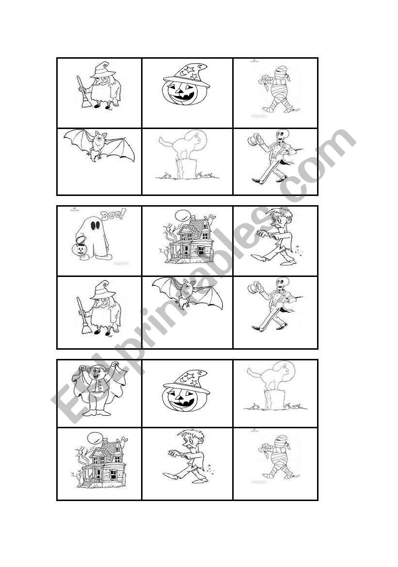 HALLOWEEN BINGO CARDS worksheet