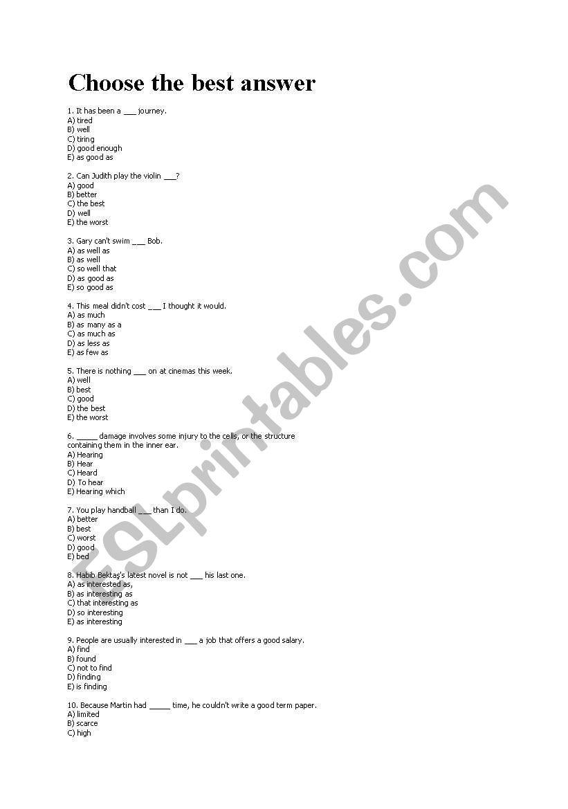 adjectives worksheet