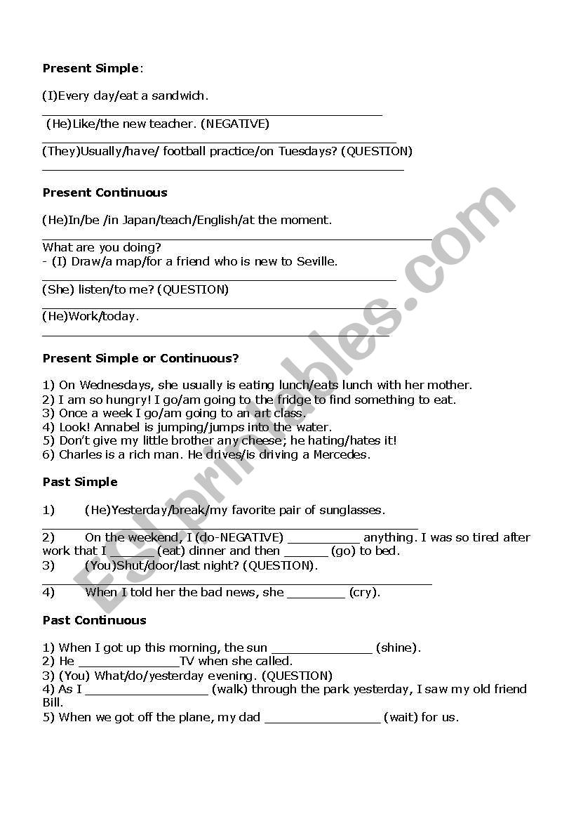Mixed verbs Practice worksheet