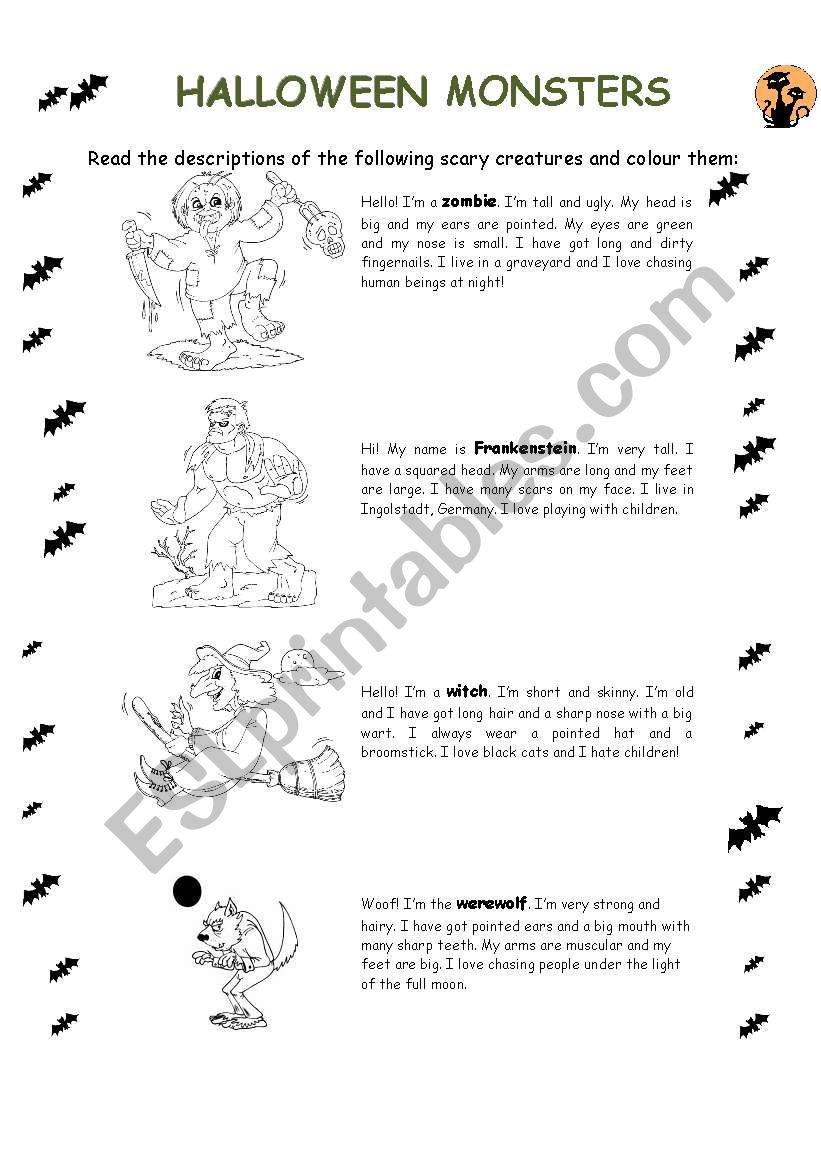 HALLOWEEN MONSTERS Part 1 worksheet