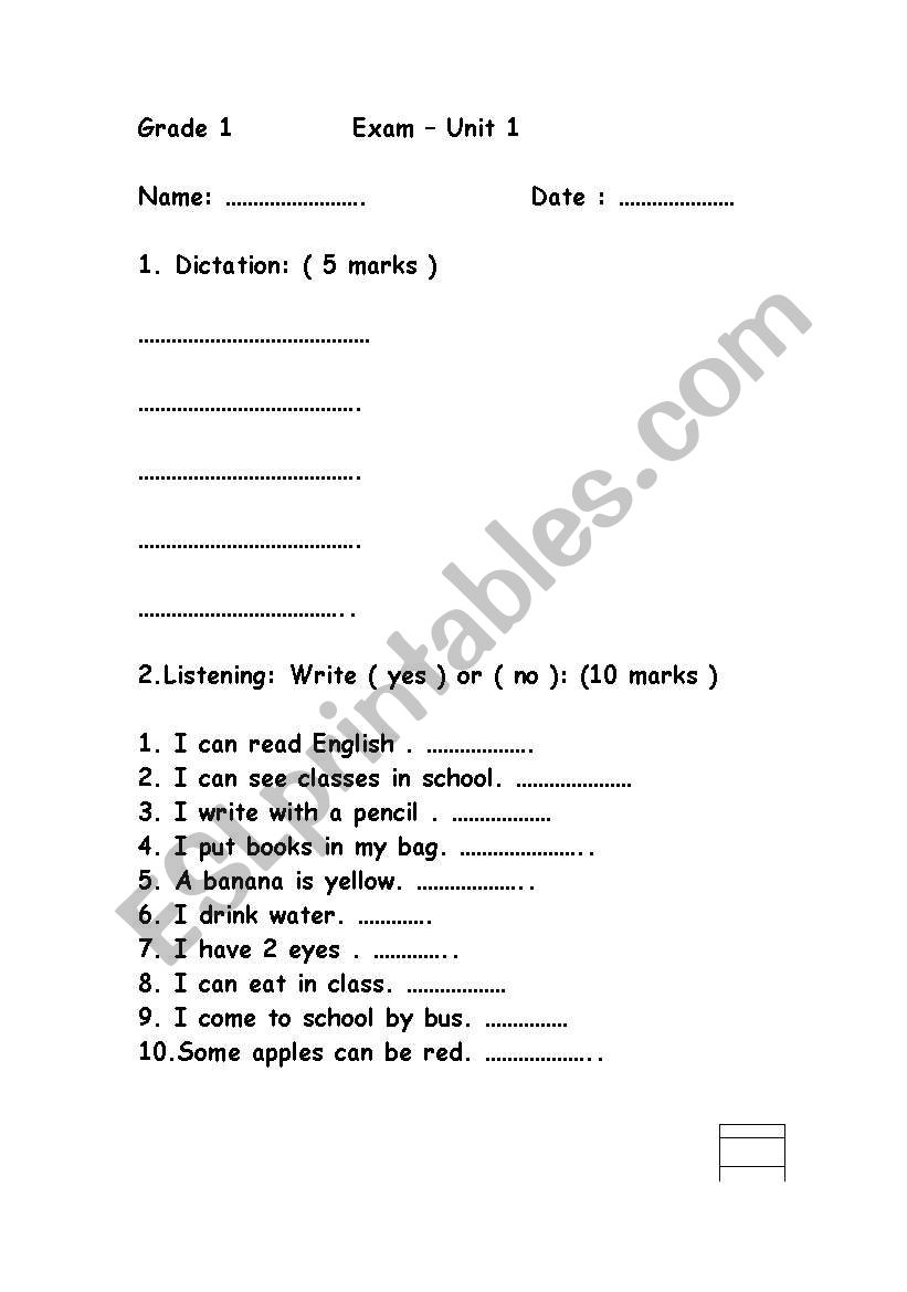 revision worksheet