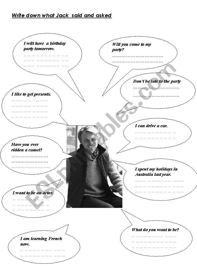 Jack said.... worksheet