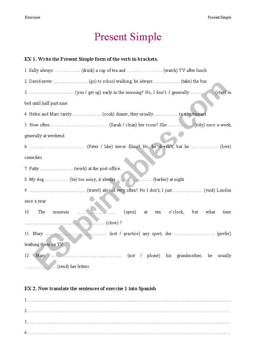 Present Simple worksheet