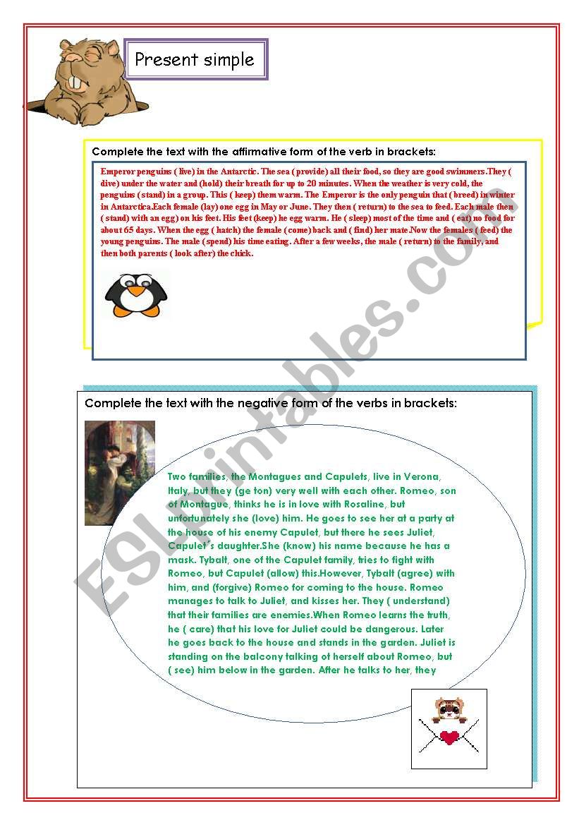 practise the present simple worksheet