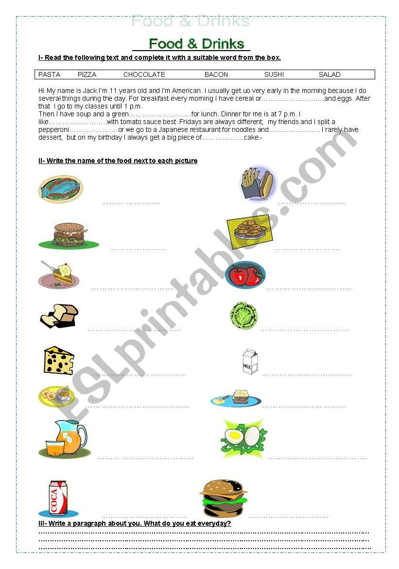 Food & Drinks worksheet