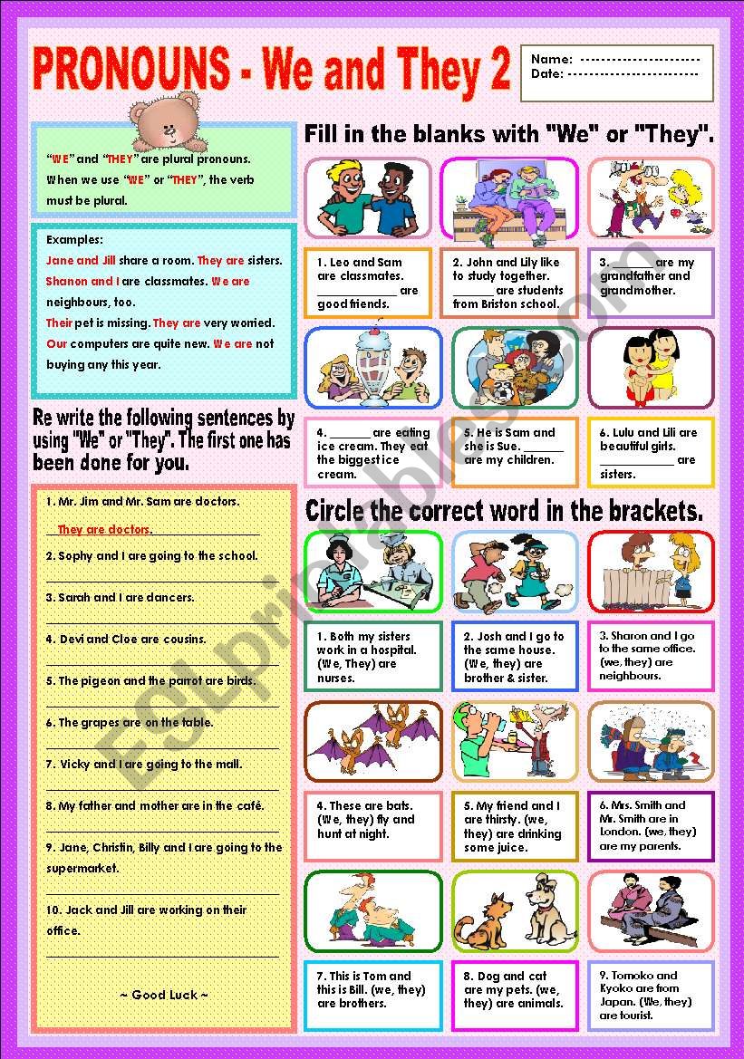 Pronouns - We & They 2 worksheet