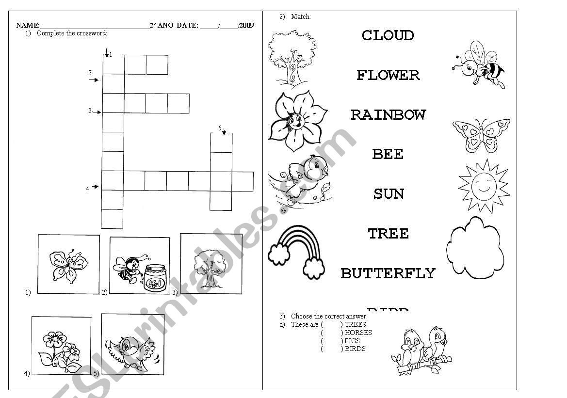 Nature activities worksheet