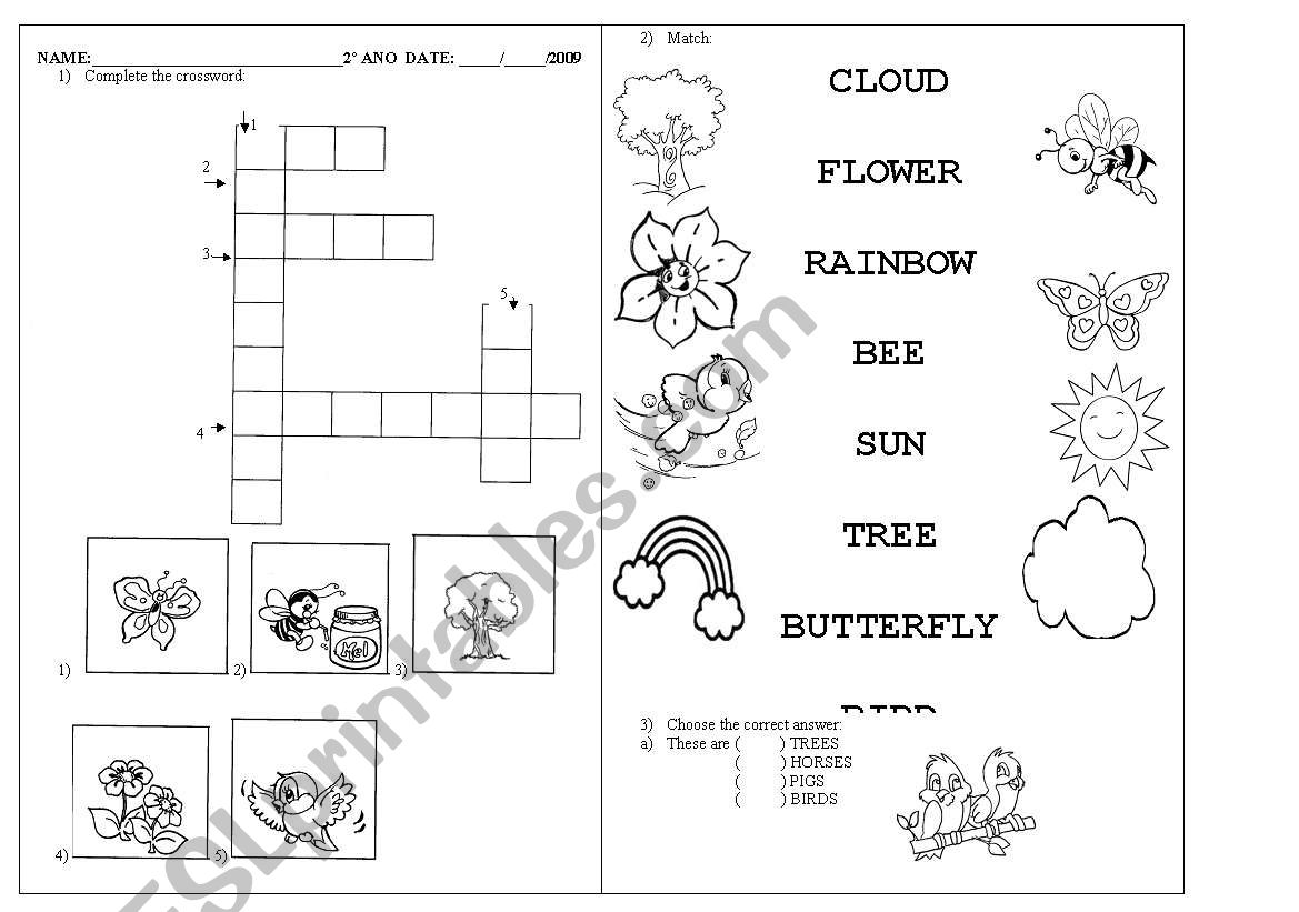 Nature activities worksheet