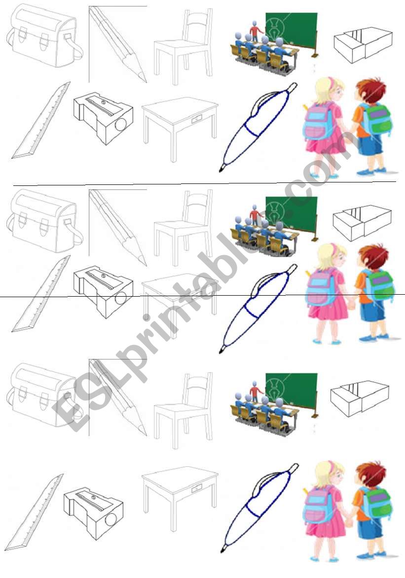 Classroom objects to be printed