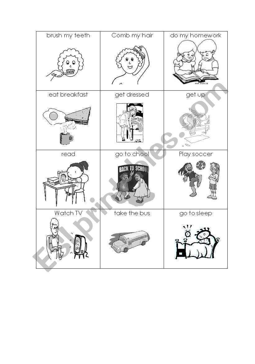 Daily activities worksheet