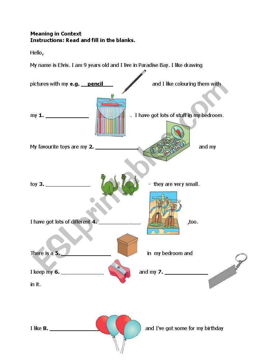 Vocabulary in Context worksheet