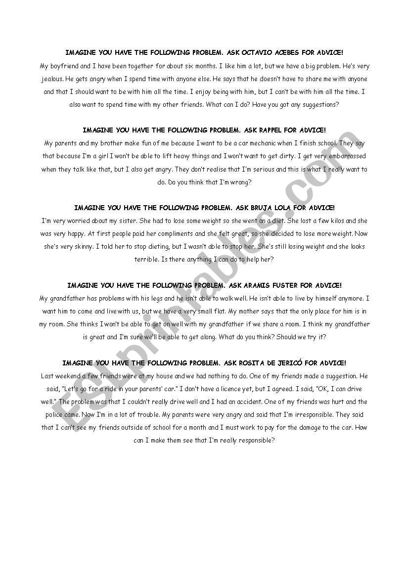 Giving Advice 1 worksheet
