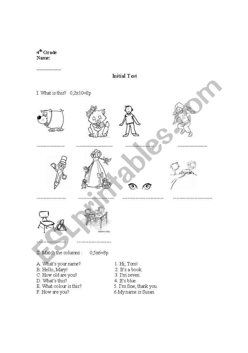 test paper worksheet