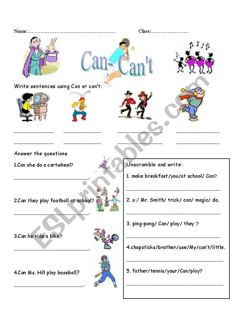 Can-Cant with daily activities