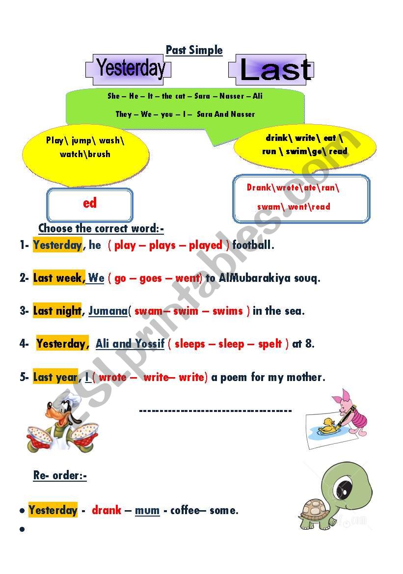 Choose the correct answer worksheet