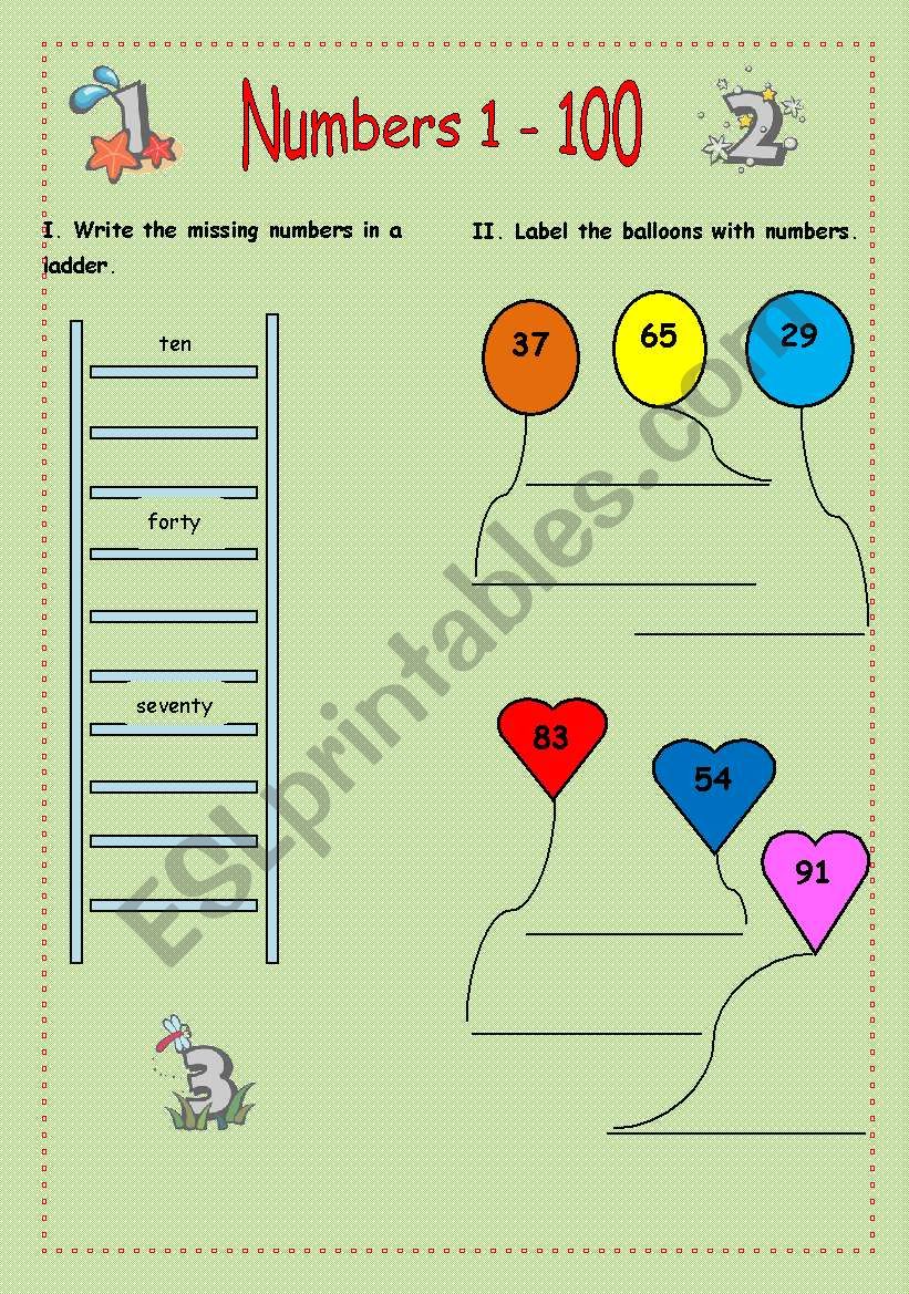 Numbers (1-100) worksheet