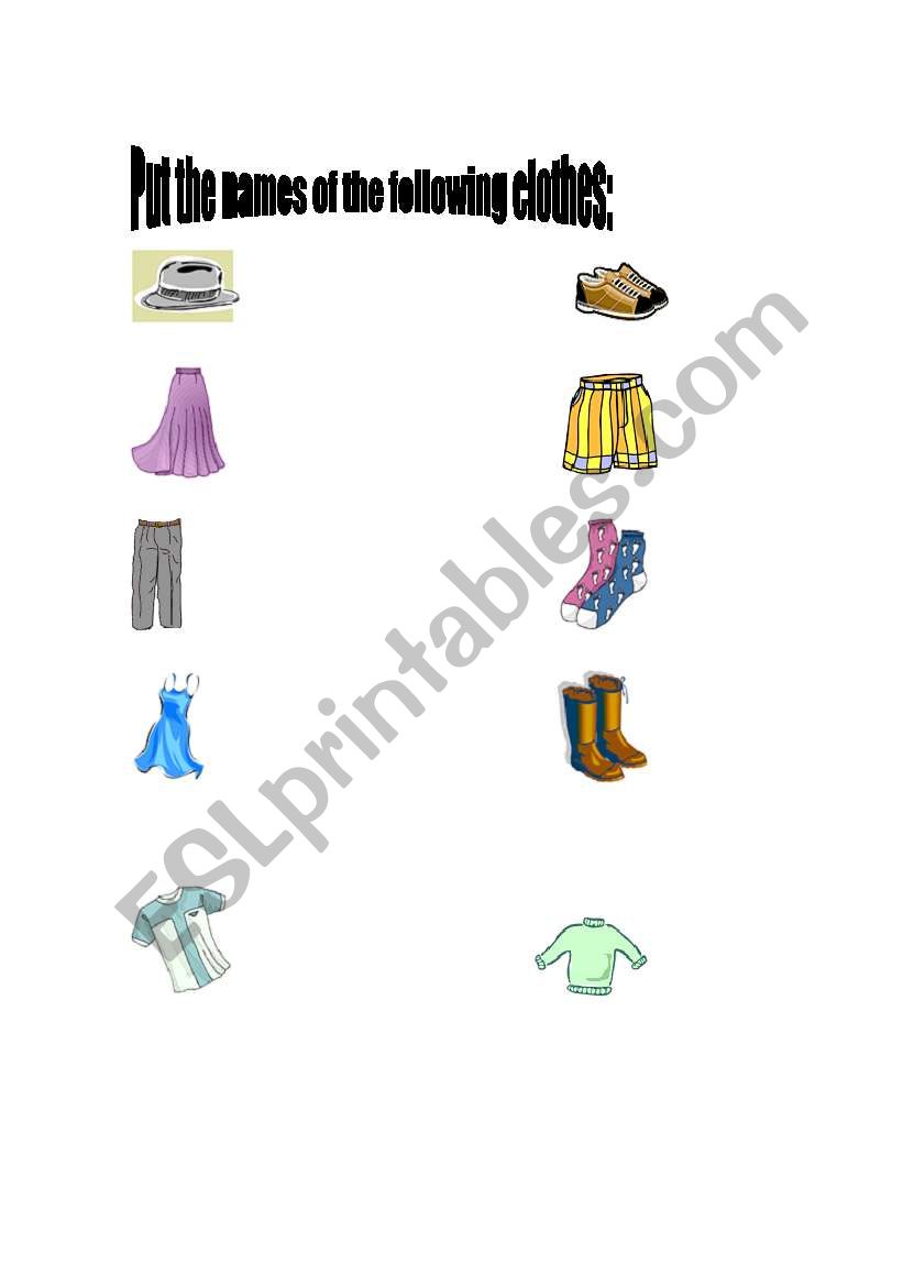 CLOTHES worksheet