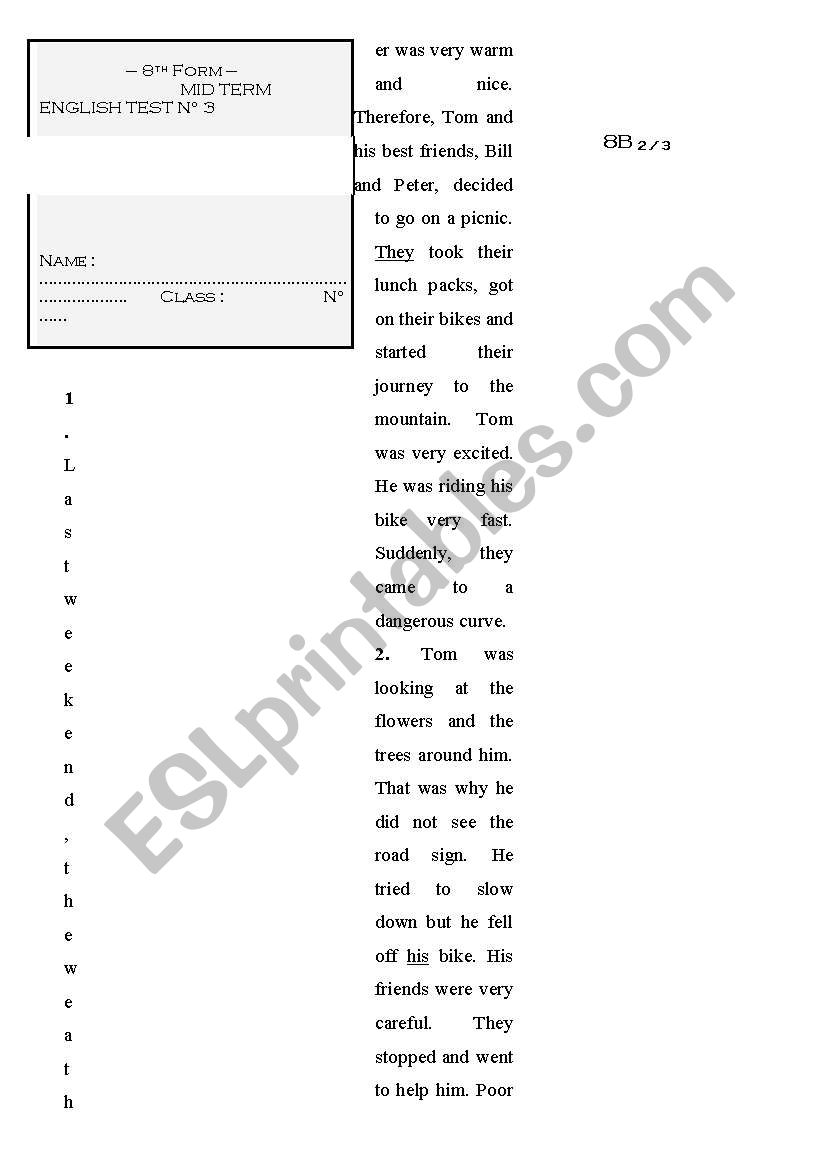 test for intermediate worksheet