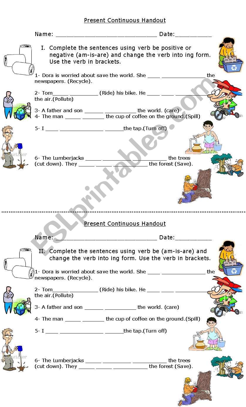 Present Continuous Handout worksheet