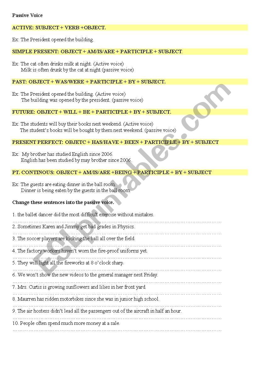 Passive voice worksheet