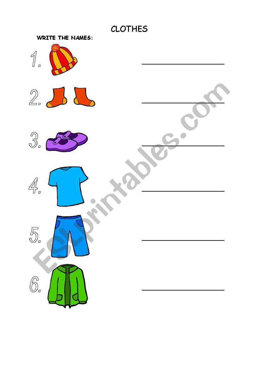 CLOTHES worksheet