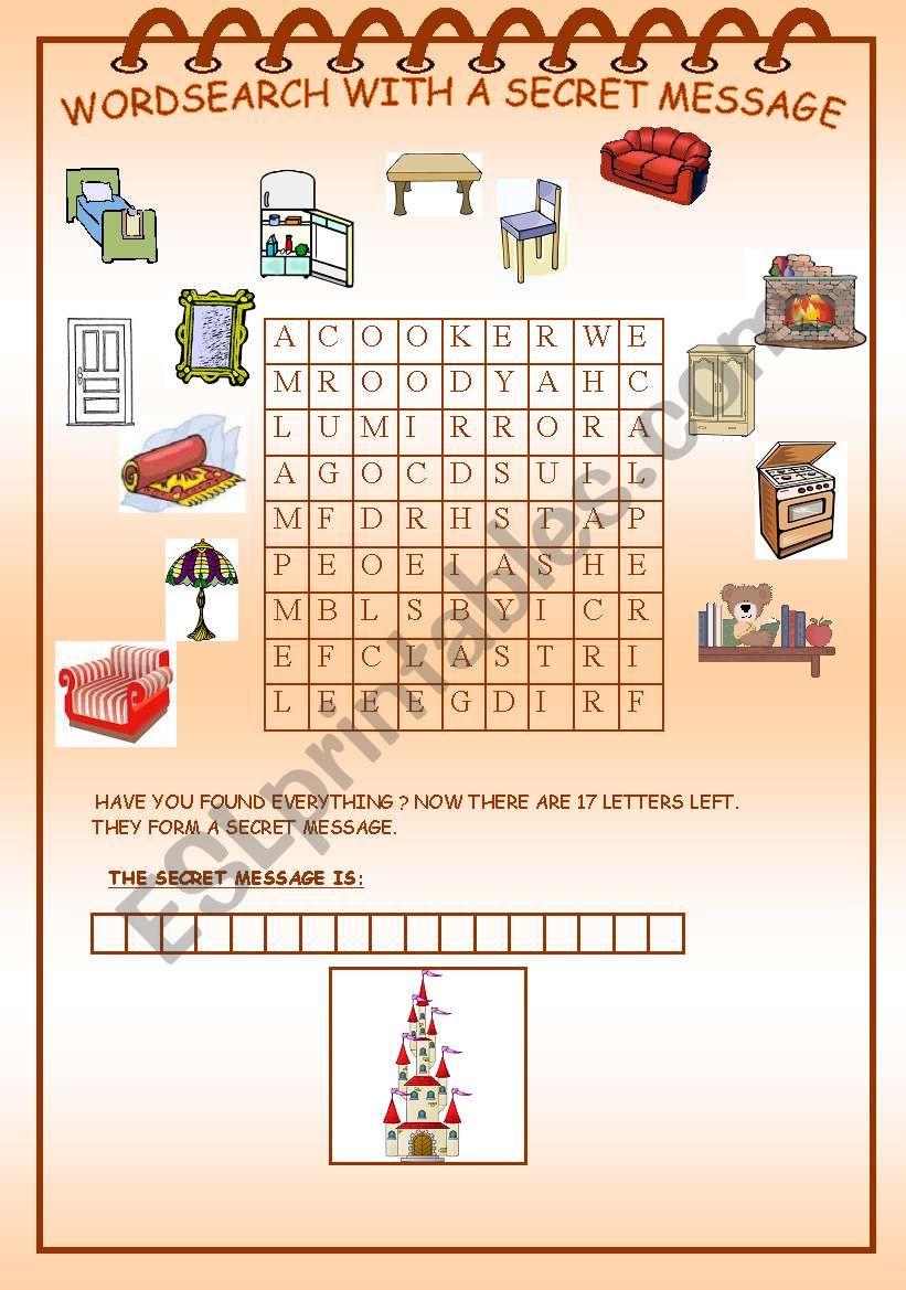 Wordsearch with a message worksheet