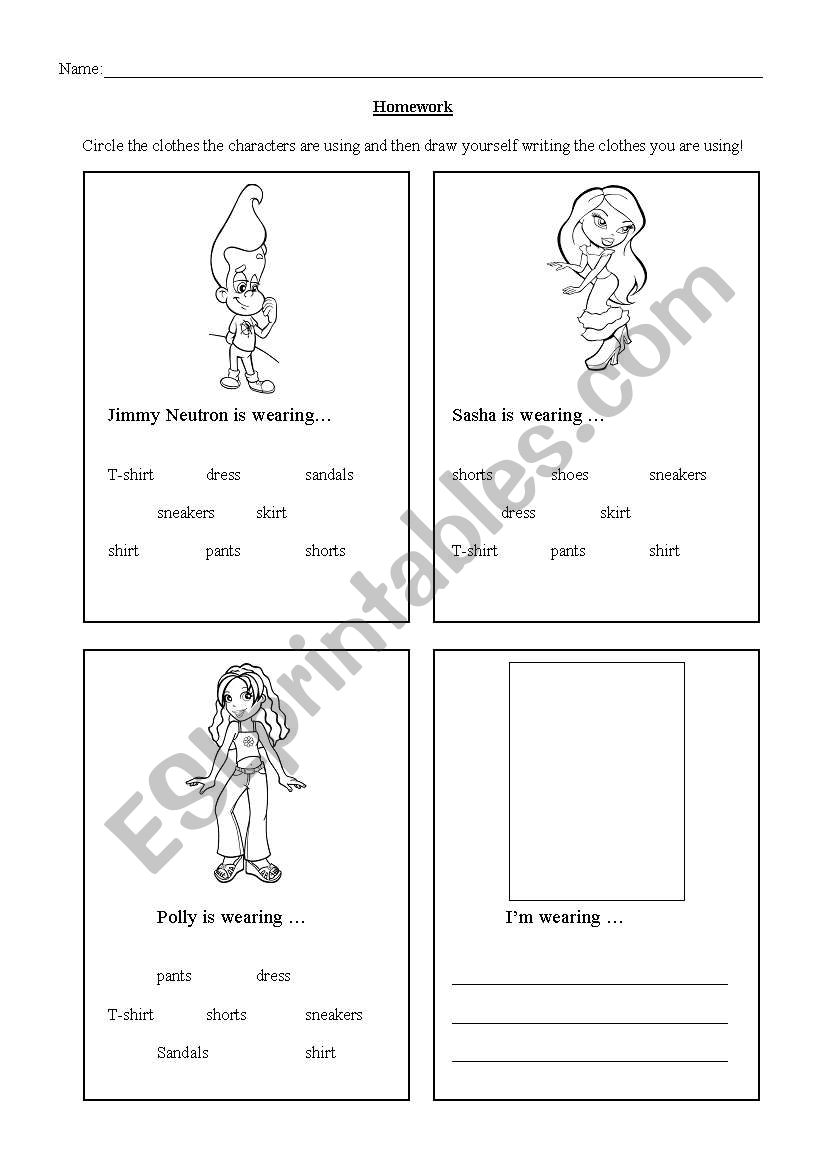 Famous characters wearing... worksheet