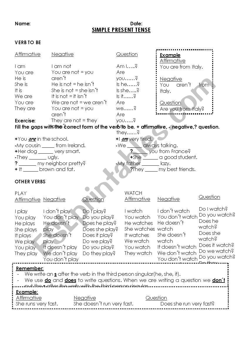 Present Simple and a/an use. worksheet