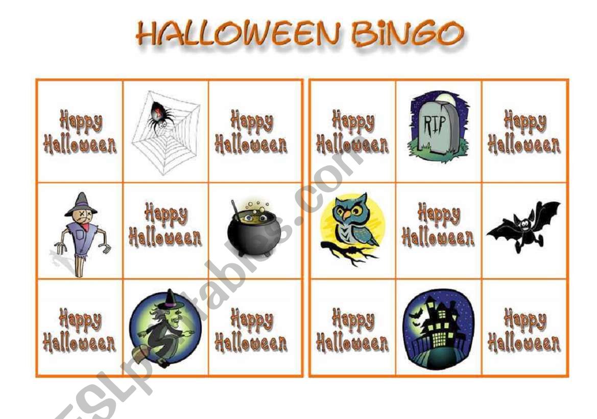 Halloween bingo 2 worksheet