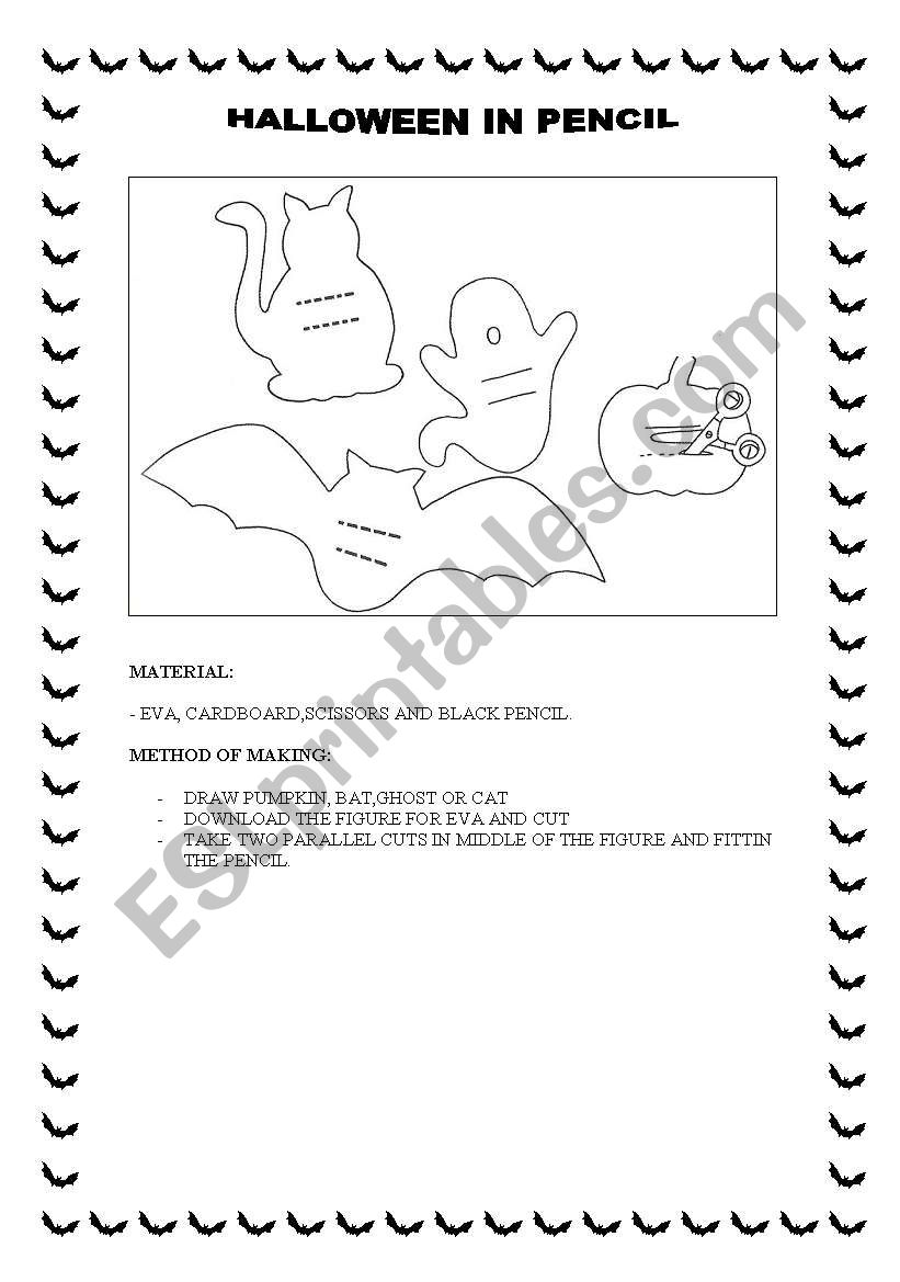 HALLOWEEN IN PENCIL worksheet