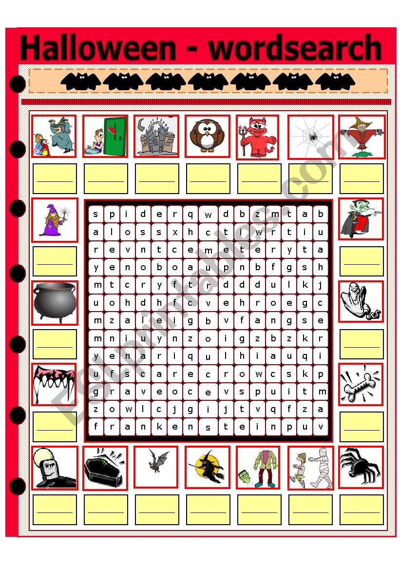 Halloween wordsearch worksheet