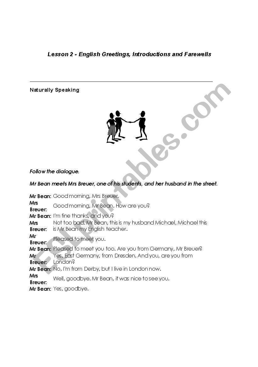 greetings worksheet