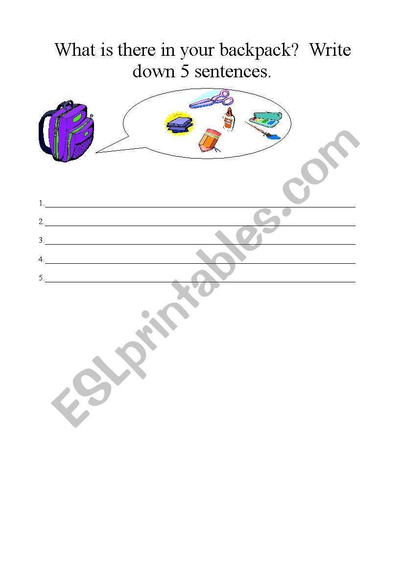 classroom objects worksheet