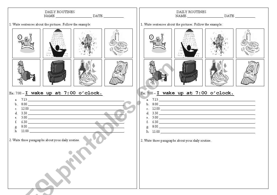 Daily Routines worksheet