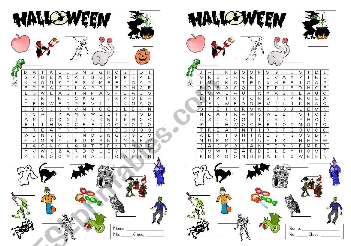 Halloween wordpuzzle (A5 size)