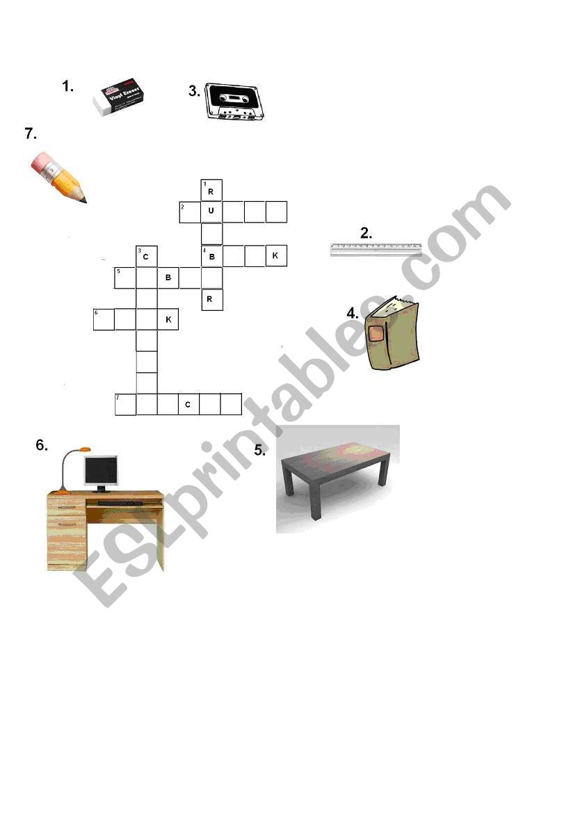 classroom- crossword worksheet