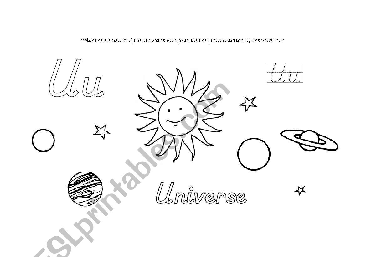 The Vowels. Letter U worksheet