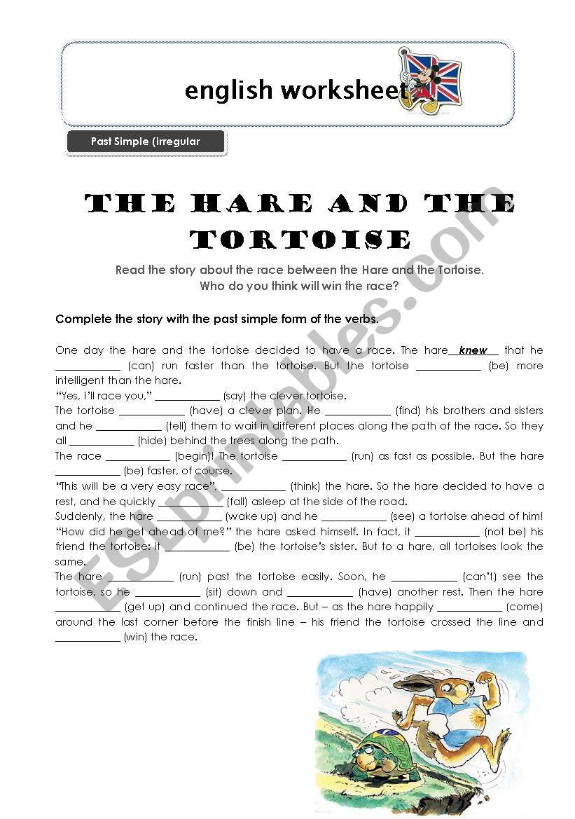 The Hare and the Tortoise worksheet