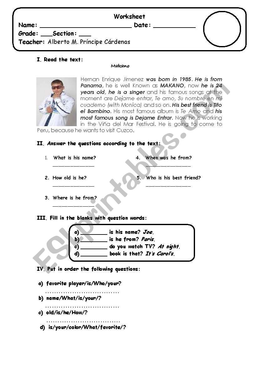 wh-questions worksheet