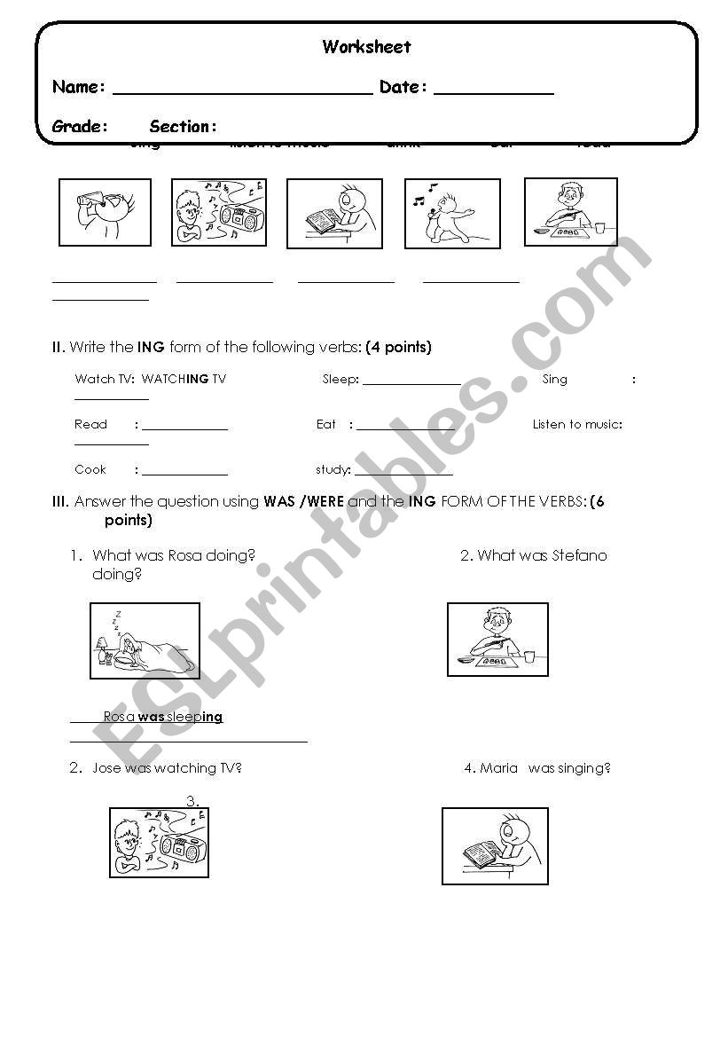 past continuo worksheet