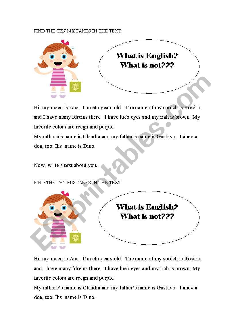 What is English? What is not? worksheet