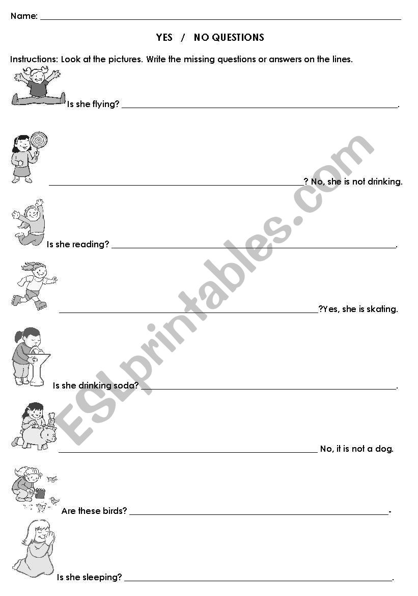 Yes/No questions worksheet